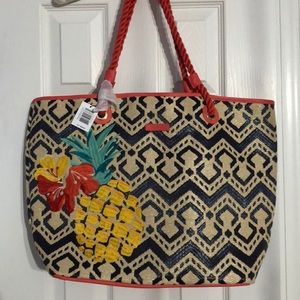 Vera Bradley straw beach tote - NWT